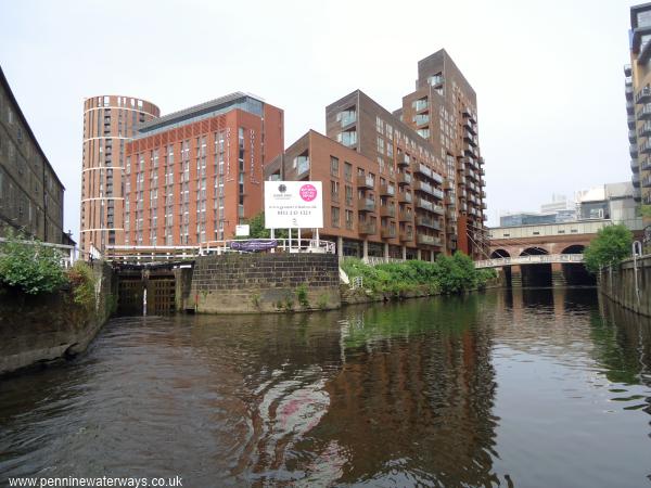 Looking west to Lock No 1 of the Leeds and Liverpool Canal