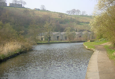 Looking down on Wool Road, Huddersfield Narrow Canal, Dobcross, Saddleworth