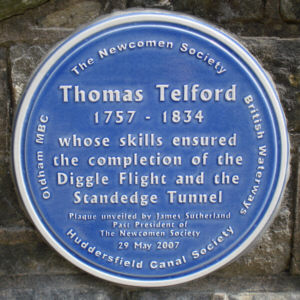 The plaque at Diggle portal, Standedge Tunnel