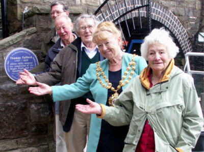 At the unveiling of the plaque at Diggle portal, Standedge Tunnel - Photo: Pennine Waterways