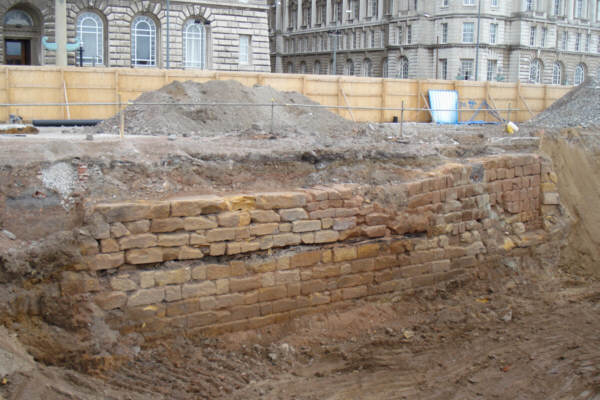 old river wall, Liverpool canal link