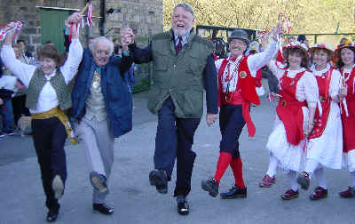 with members of the Mossley Morris Men and the Rose and Clog ladies clog dancers