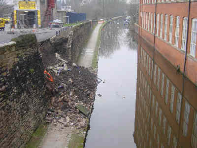 collapsed wall near Cavendish Street