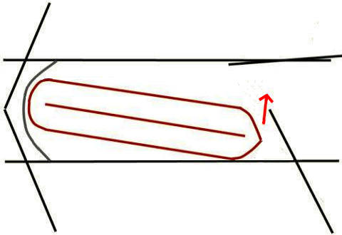 diagram showing longer boat in lock