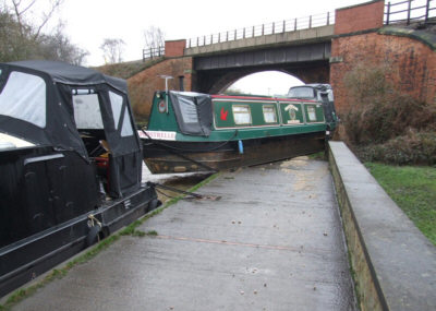 boat on towpath at Broad Cut. Photo: Neil Sanford