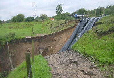 Boarshaw embankment slippage - Photo: Pennine Waterways