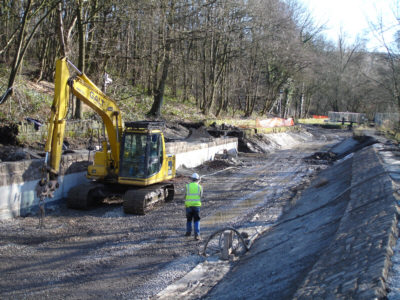 Work at Scout Embankment, Huddersfield Narrow Canal