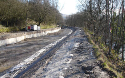 Work at Scout Embankment, Huddersfield Narrow Canal