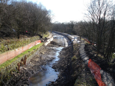 Work at Scout Embankment, Huddersfield Narrow Canal