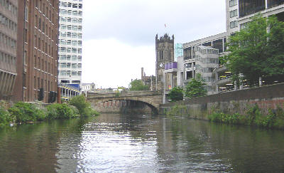 Victoria Bridge and Manchester Cathedral - River Irwell Navigation, Manchester