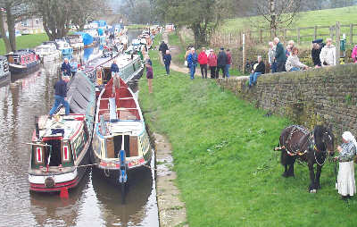 Boats gathered at Marple. Photo courtesy of British Waterways