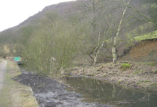 The landslip near Callis Lock. Photo: Pennine Waterways