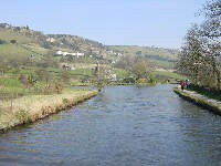 Booth winding hole and lock, Huddersfield Narrow Canal, near Marsden, computer desktop wallpaper