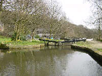 Brearley Upper Lock, Rochdale Canal, in Spring, computer desktop wallpaper